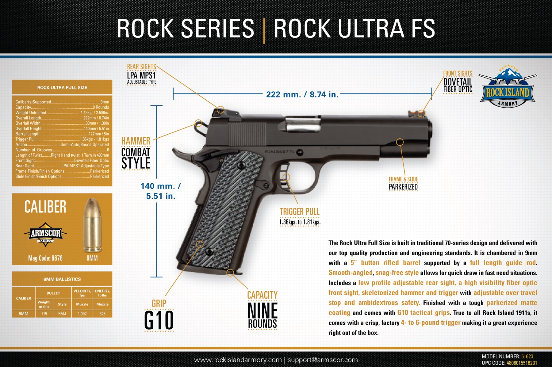 Rock Ultra Fs 9mm 10rd 3563